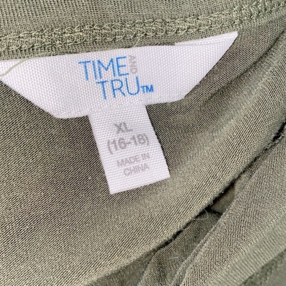 Time and Tru olive green super soft babydoll top size extra large 16-18 - Picture 3 of 5